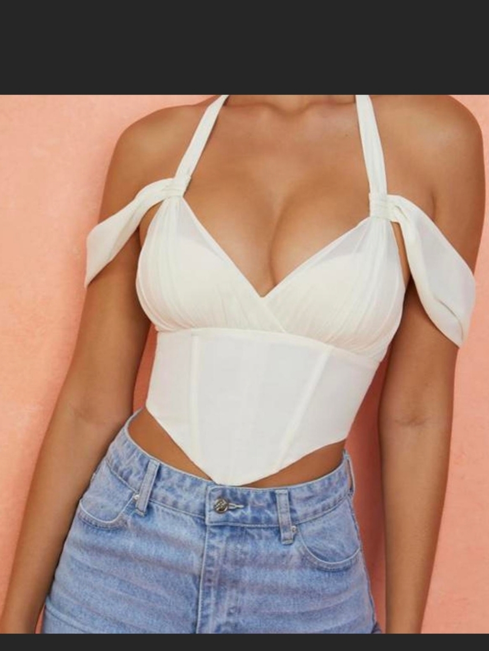 Oh Polly Ivory Corset Halter Bustier Top
